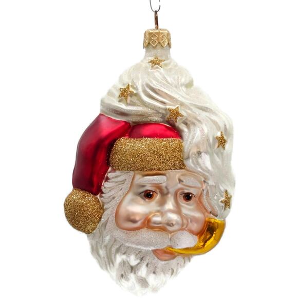 Patricia Breen Merry Olde Elfe Red Gold Trim Stars Santa Christmas Ornament - Picture 1 of 11